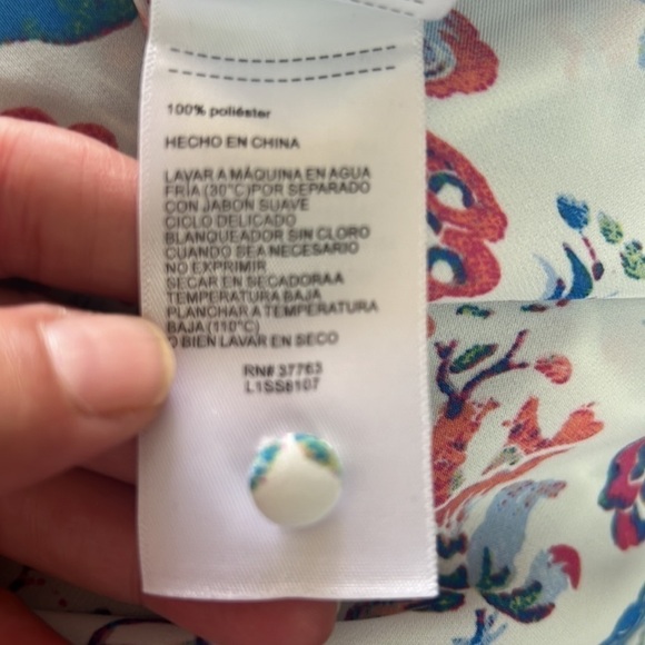 Laundry By Shelli Segal Floral Ruffle SideTie Short Sleeve Top Size L - Picture 12 of 15